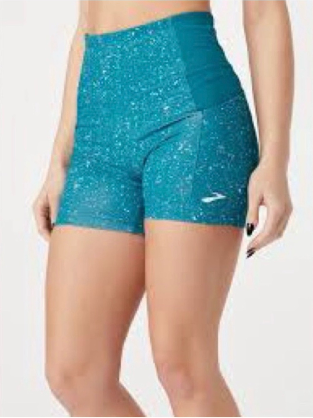 Brooks Teal Speckled High-Waist Athletic Shorts